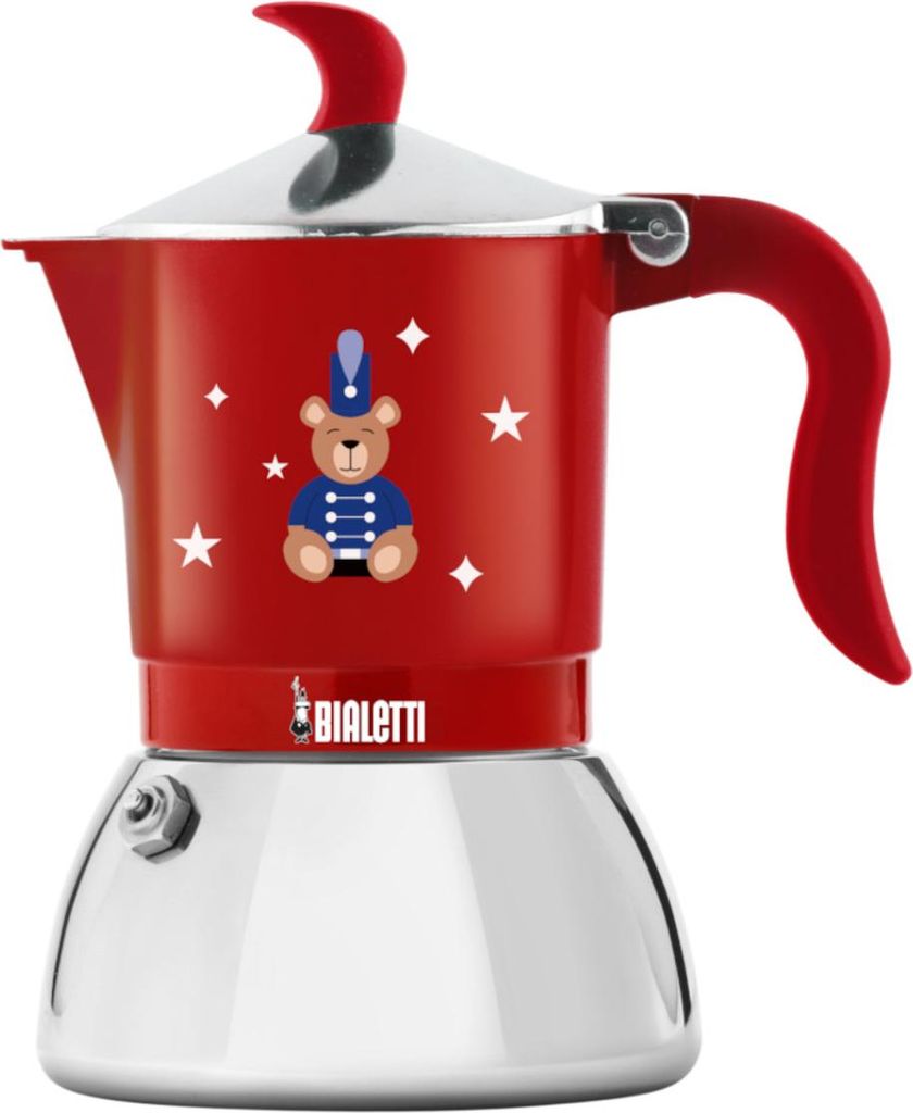 Bialetti 6651 Manuelle Kaffeemaschine Mokka-Kanne 0,473 l Rot, Edelstahl