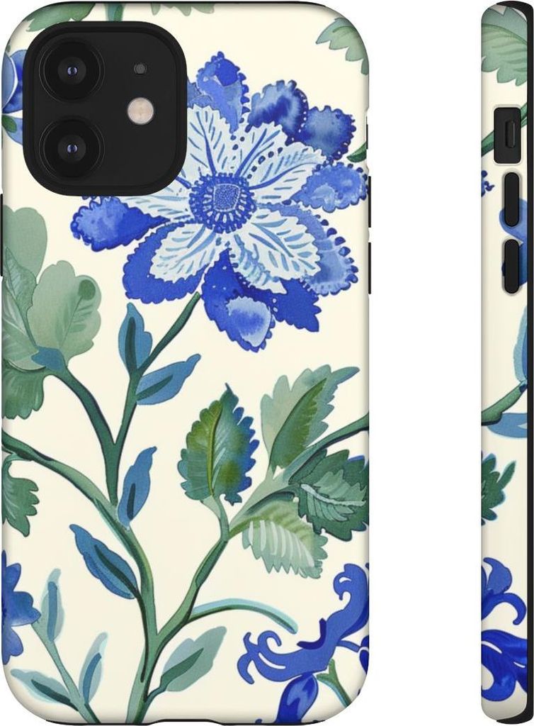 Elegantes Aquarell-Blumenmuster in Blau – Hülle Kompatibel mit iPhone 12