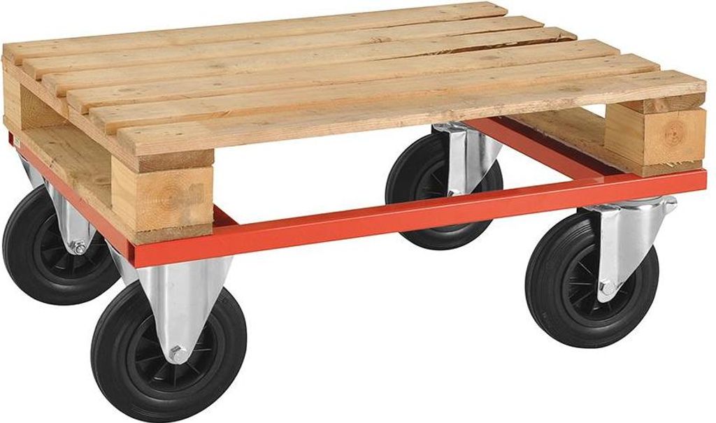 Paletten-Fahrgestell, niedrig, 800 x 600 x 270 mm, 800 kg - rot