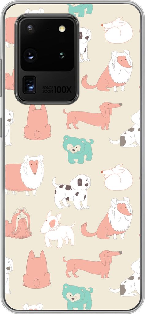 MuchoWow Handyhülle Schutzhülle Hülle für Telefoonhoesje Samsung Galaxy S20 Ultra Muster - Hund - Welpe - Jungen - Mädchen - Kinder - Kinder...
