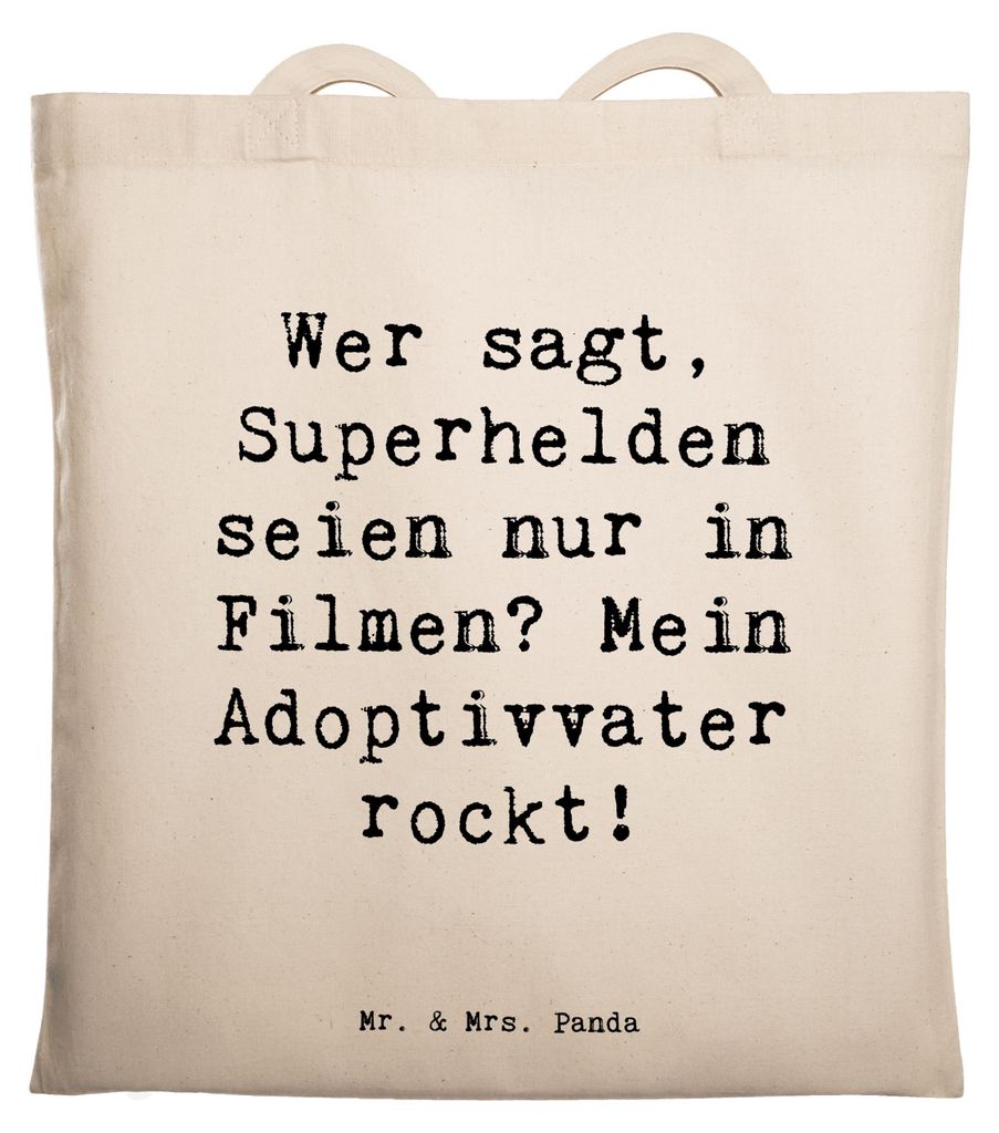 Mr. & Mrs. Panda Shopping Tasche Spruch Adoptivvater Superheld - Transparent - Geschenk, Familie, canvas, Familienmitglieder, Vaterschaft, Tote Bag...