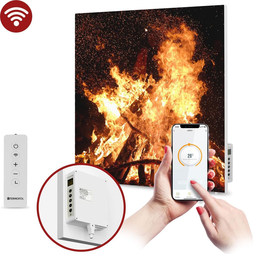 Termofol TF-SWT Infrarot Wandheizung - Wandheizung Elektrisch - Feuer2 - 350W - 60x60 cm