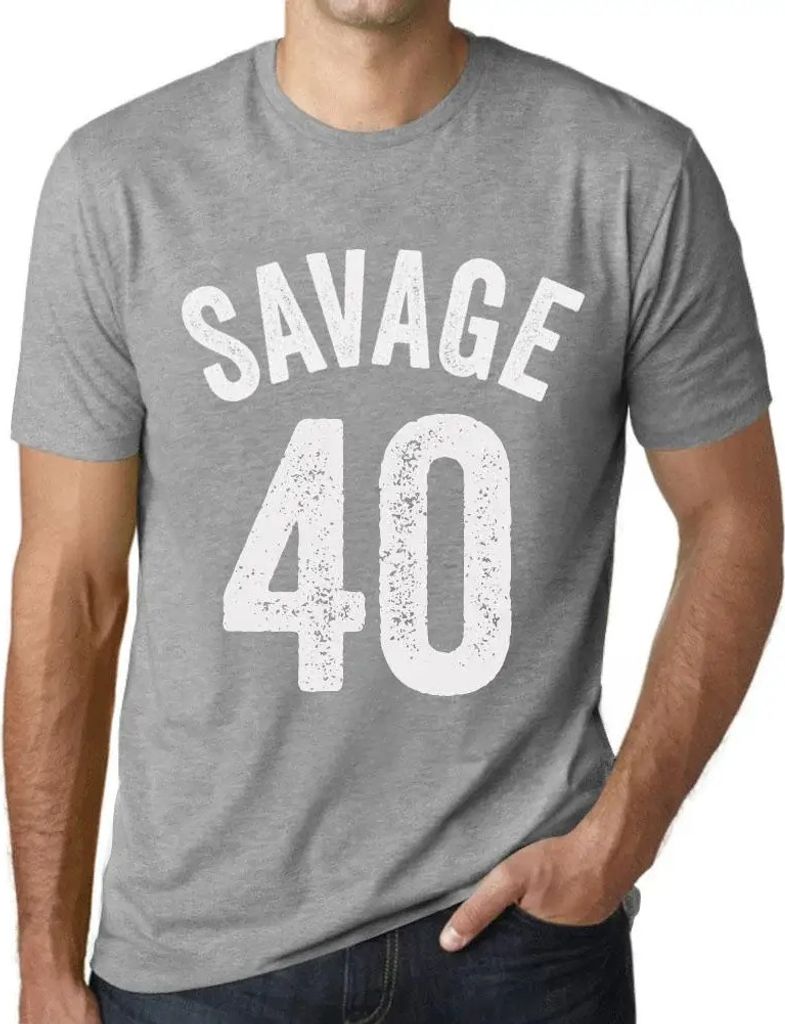 Herren Grafik T-Shirt Savage 40 Geschenk 40. Geburtstag Jahrestag 40 Jahre Jubiläum 40 Jährige Mann Jahrgang 1984 Kurzarm Lustige Druck