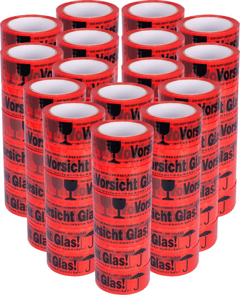 96 Rollen Paketklebeband Standard PP Vorsicht Glas 50 mm x Produktbild 1