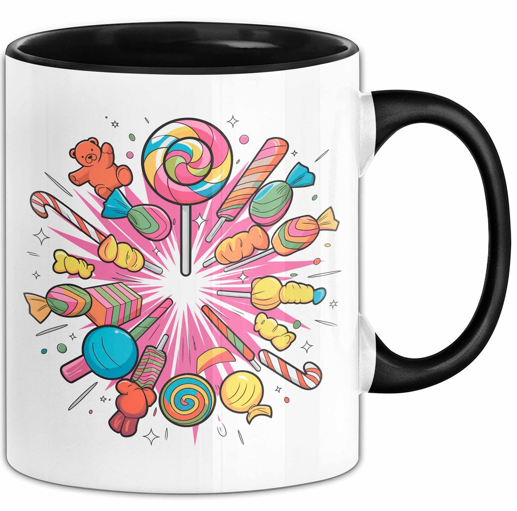 Zucker Süchtiger Tasse Geschenkidee für Naschkatze (Schwarz)