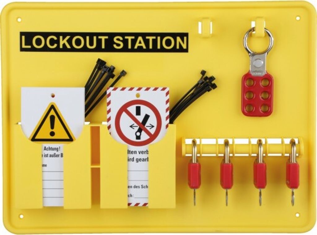 Dreifke Lockout-Station, Variante 1, gefüllt, Wartungsanhängern, 4 Schössser...