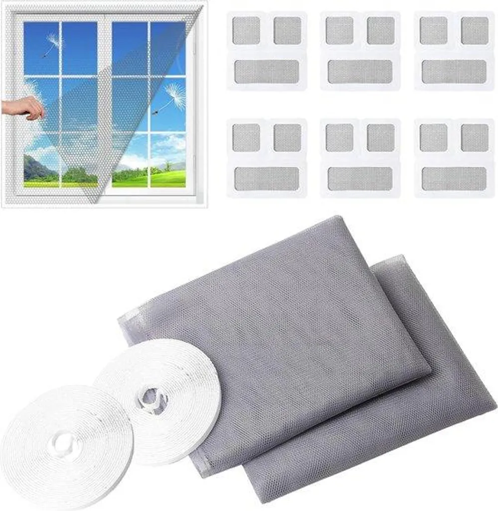 Réparer une moustiquaire de fenêtre : kit complet gris 130 x 150 cm