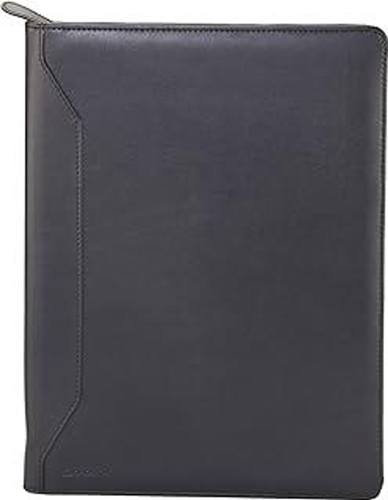 monolith 2000002914 - Konferenzmappe schwarz in Lederoptik, Schreibmappe mit Block und Fächern, Dokumentenmappe DIN A4