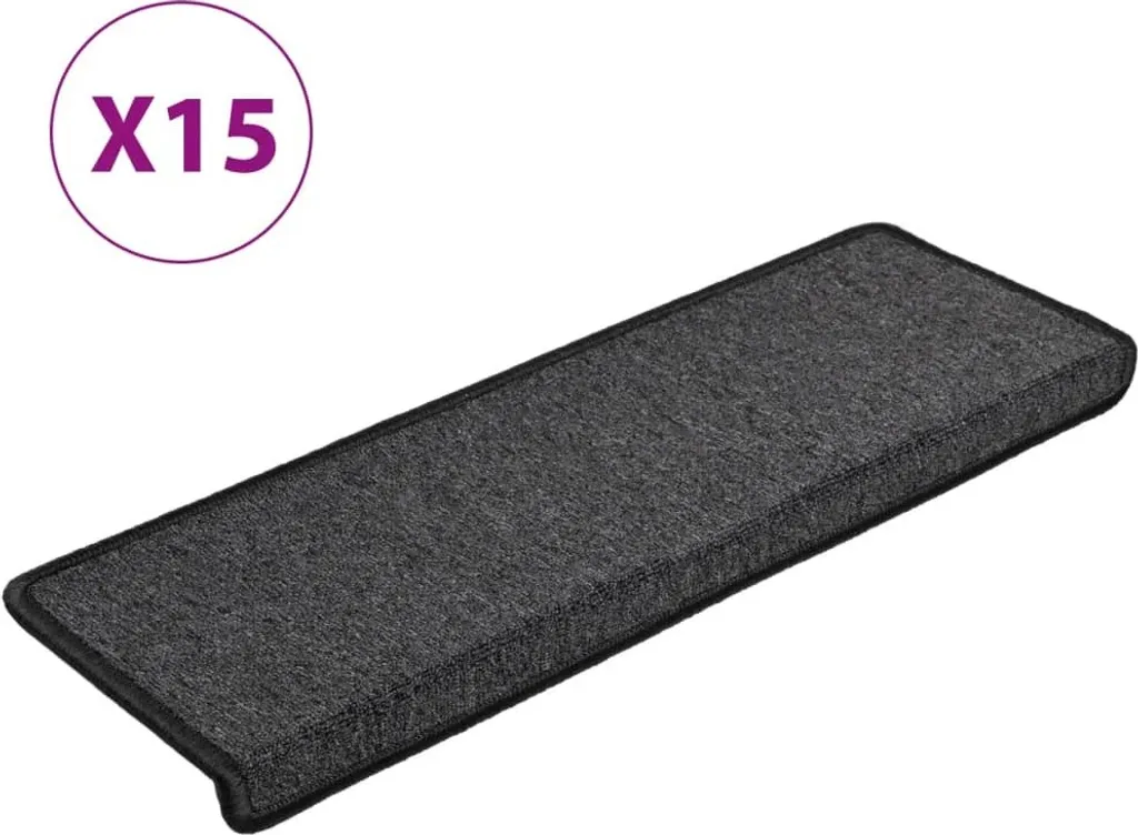 Tapis d'escalier 15 pcs 65x21x4 cm Anthracite Bord rectangulaire Pro