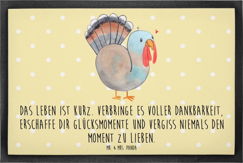 Mr. & Mrs. Panda fußmatte Thanksgiving Truthahn 60 x 90 cm - Gelb Pastell - Geschenk, Schmutzmatte, Handgezeichnet, Erntedank, flurmatte, Zeichnun...