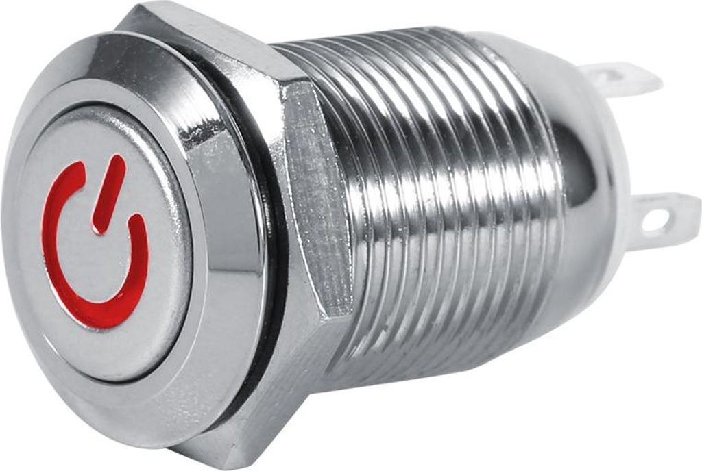 12mm Auto Car Power Pushtasttaste Schalter Metall Momentan rot LED 2V