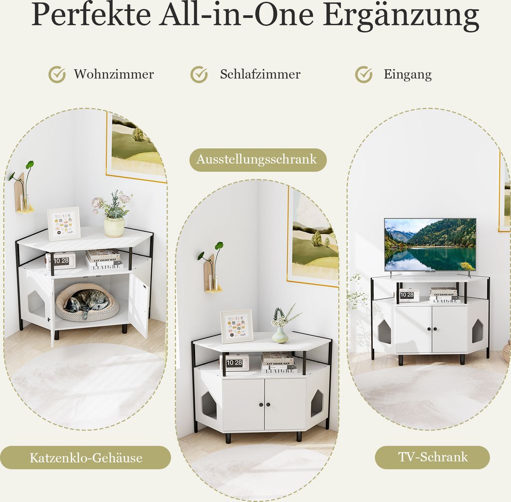 COSTWAY Katzenschrank Katzentoilette für Ecke, Katzenhaus Produktbild 8
