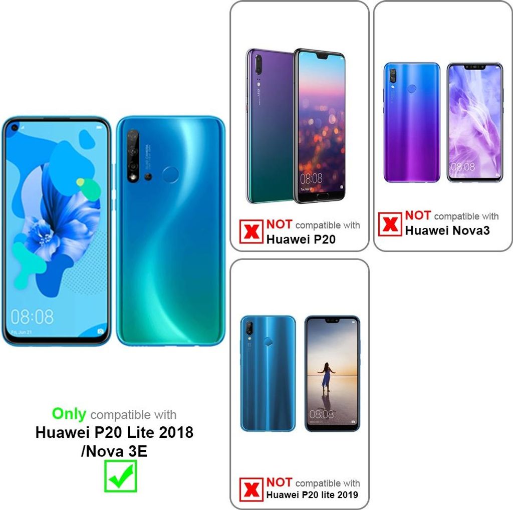 Cadorabo Schutzhülle für Huawei P20 LITE 2018 / NOVA 3E Hülle in Grau Handyhülle TPU Silikon Etui Cover Case