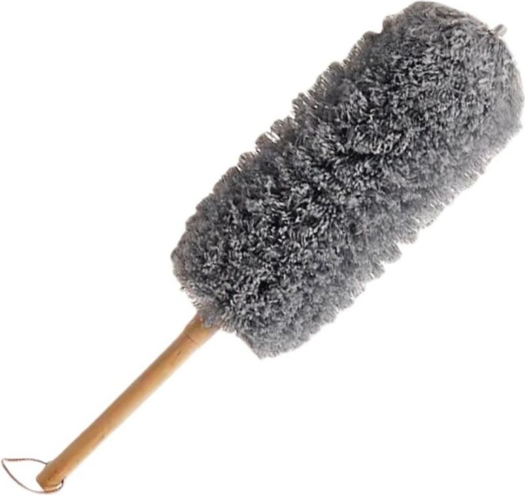 INF Elektrostatischer Mikrofaser Staubwedel – 50 cm Grau mit Buchenholzgriff