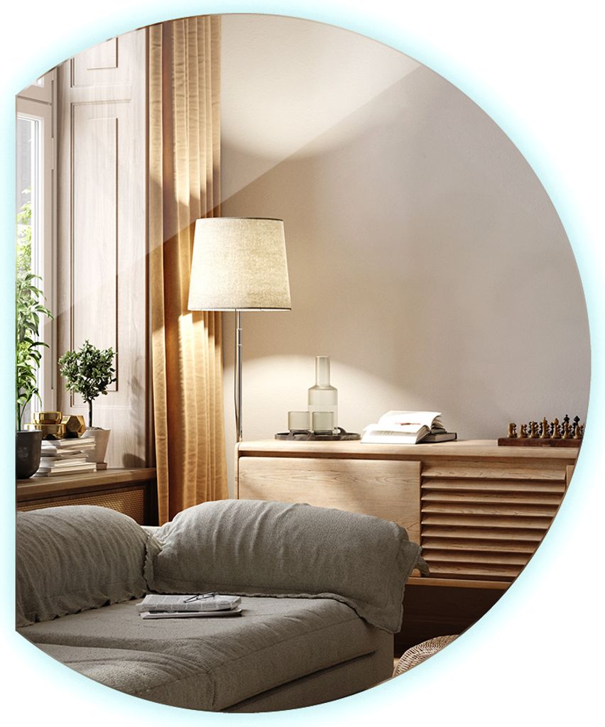 LED Spiegel - Modernes Design - Im Boho-Stil - Wandspiegel für Wohnzimmer Badezimmer Flur - 84 cm x 100 cm - Kaltweiß (6500K)