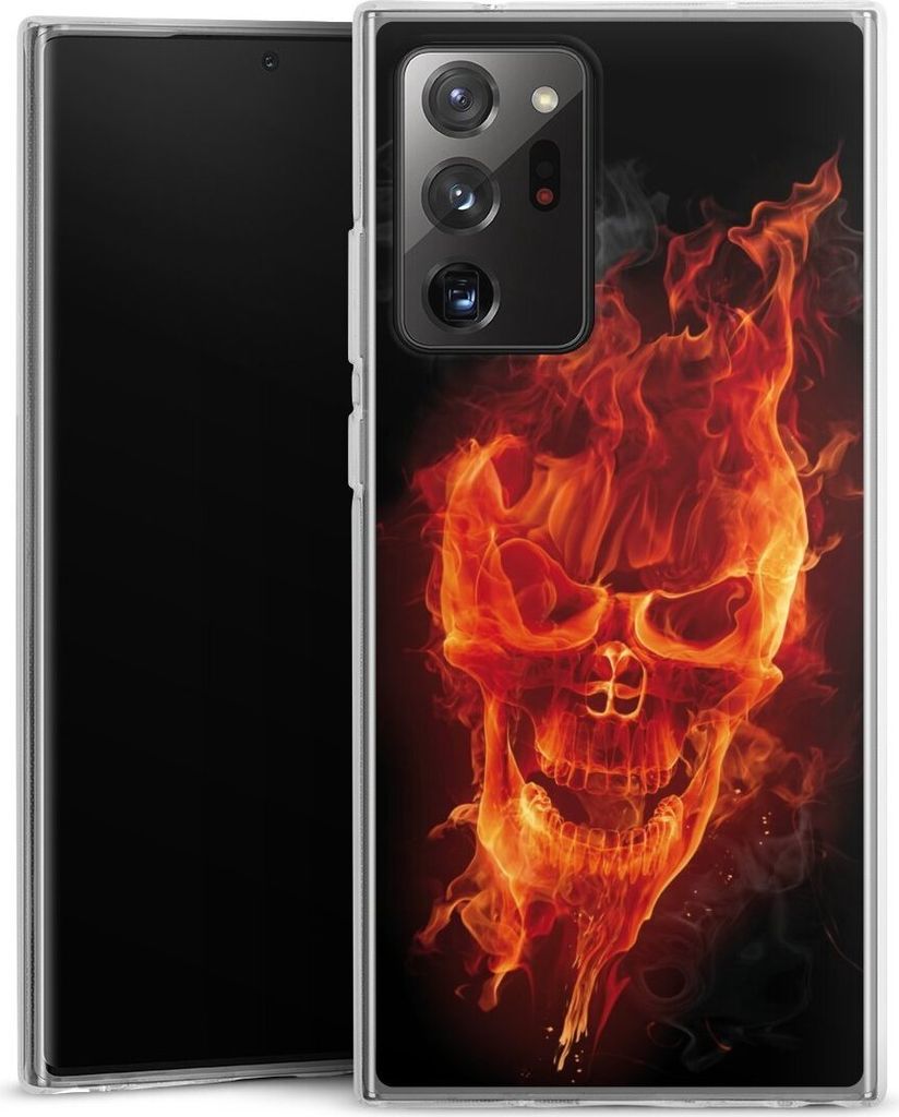 DeinDesign Handyhülle für Samsung Galaxy Note 20 Ultra Silikon Hülle Case Smartphone Schutzhülle Feuer Schädel Totenkopf