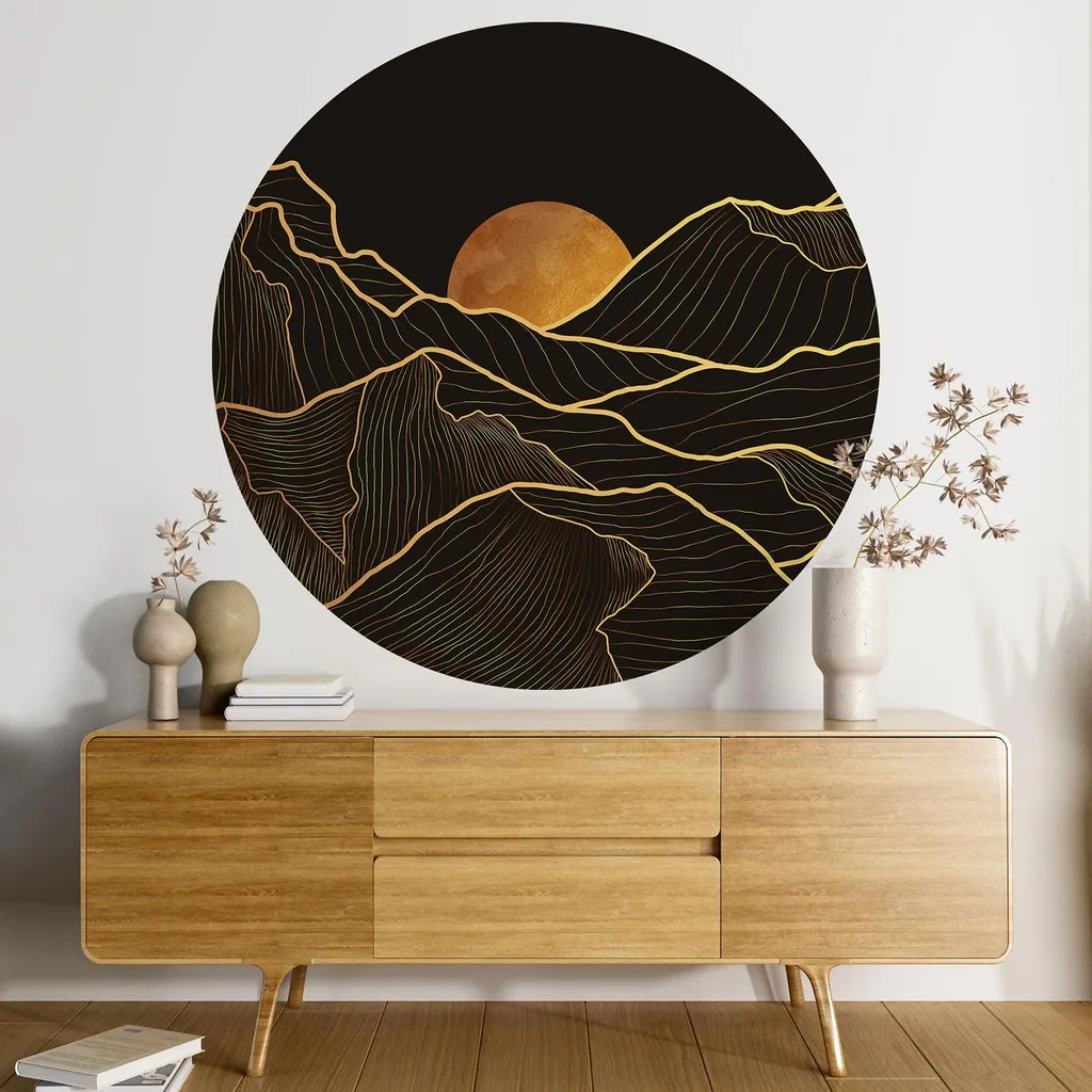 Papier peint rond Lumaléa Paysage Abstrait 130cm en papier lessivable - 3