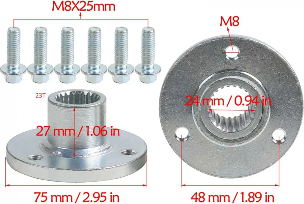 Réparer un Essieu avec le Moyeu de Roue 23T 3 Boulons pour Quad 5 Pouces