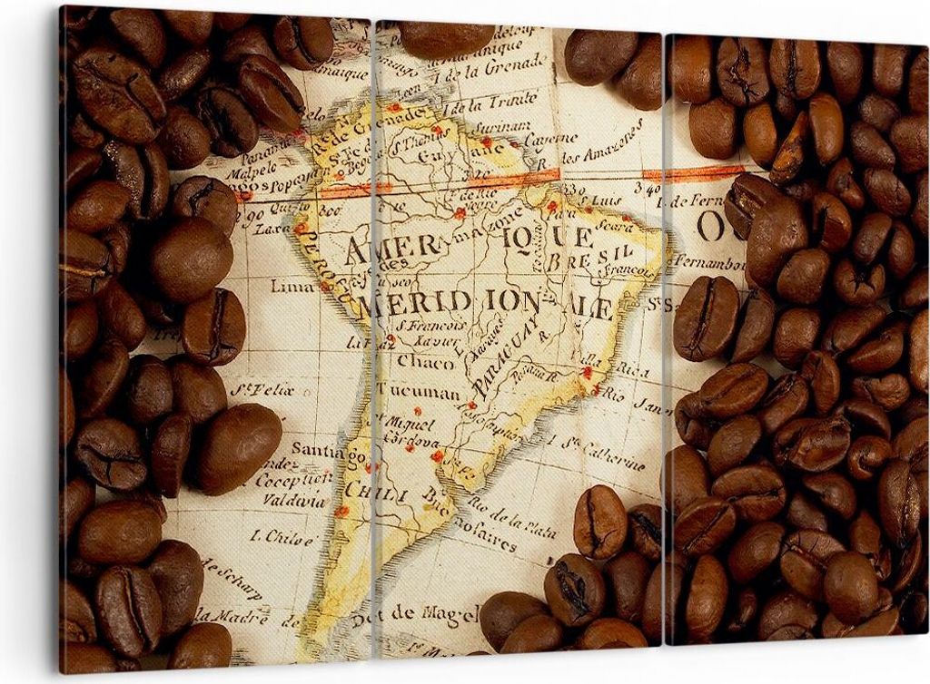 Bild auf Leinwand - Leinwandbild - Südamerika Samen Kaffee - 105x70cm - Wand Bild - Wanddeko - Leinwanddruck - Bilder - Kunstdruck - Wanddekoratio...