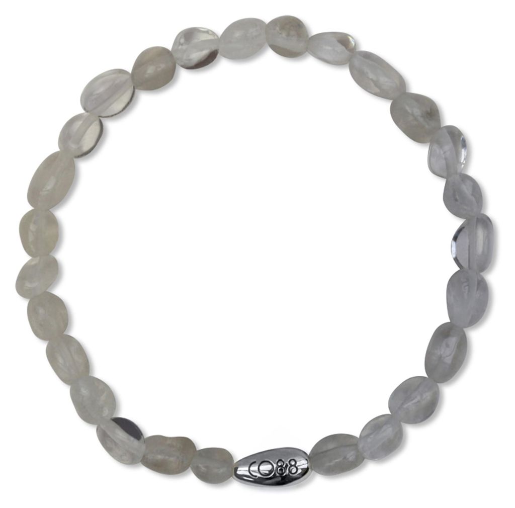 CO88 Collection 8CB-91130-S-M Stenen Armband Helder Kwarts - 4 tot 8mm - 17,5cm - Rekbaar - Wit