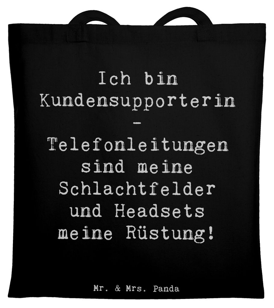 Mr. & Mrs. Panda Tote Bag Spruch Kundensupporterin Heldin - Schwarz - Geschenk, Headset, Shopping Tasche, Schlachtfeld, Telefonleitung, canvas, Sch...