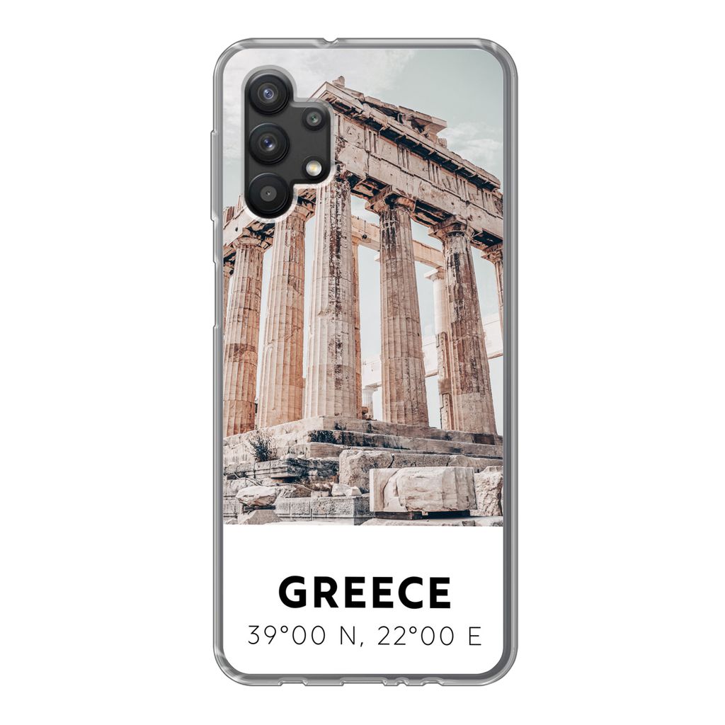 MuchoWow Handyhülle Schutzhülle Hülle für Samsung Galaxy A32 5G Griechenland - Tempel - Athen Silikon Softcase Handy Hülle - Softcase