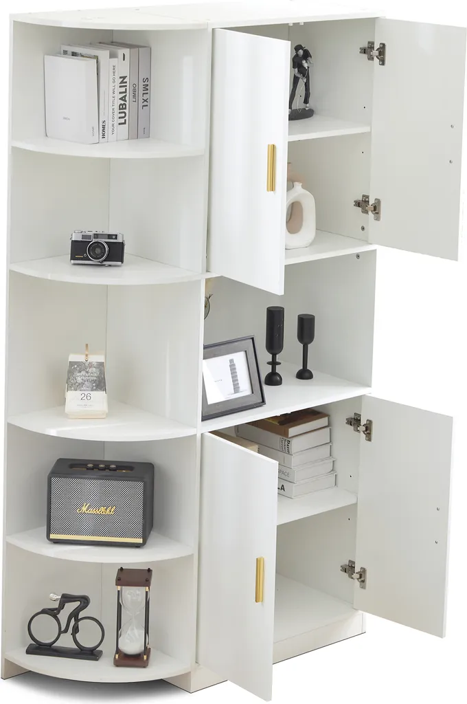AIORBER Buffet 180 cm avec Étagère d'Angle Modulable Blanc Moderne - 5