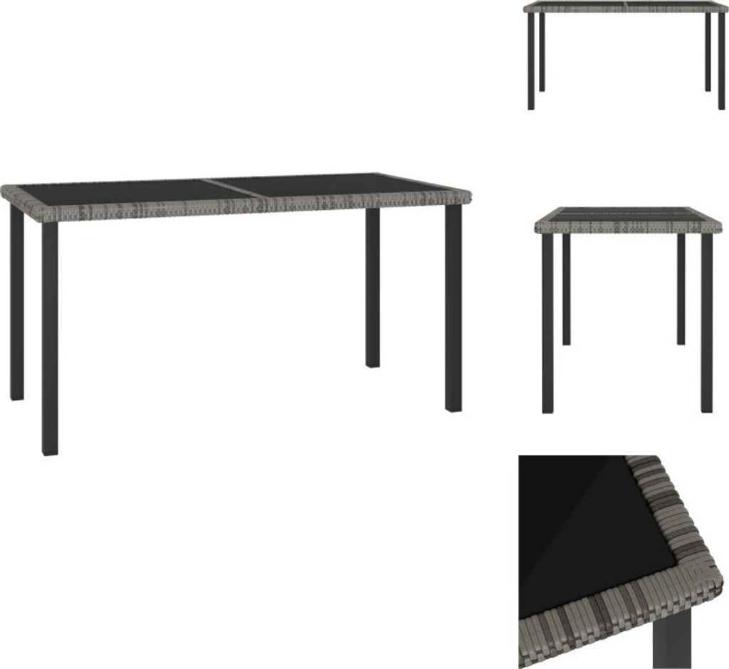 vidaXL Garten-Esstisch Grau 140x70x73 cm Poly Rattan - Gartentische