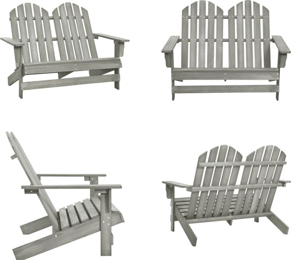 vidaXL 2 Sitzer Adirondack Gartenbank Massivholz Tanne Grau - Gartenstuhl - Gartenstühle - Gartensessel - Außenstuhl