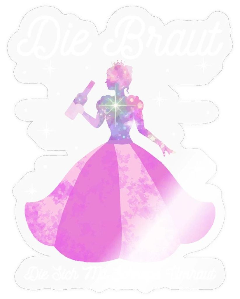 Spreadshirt JGA Frauen | Die Braut | Die Sich Mit Schnaps Umhaut Sticker Aufkleber, 10 x 10 cm, Transparent glänzend