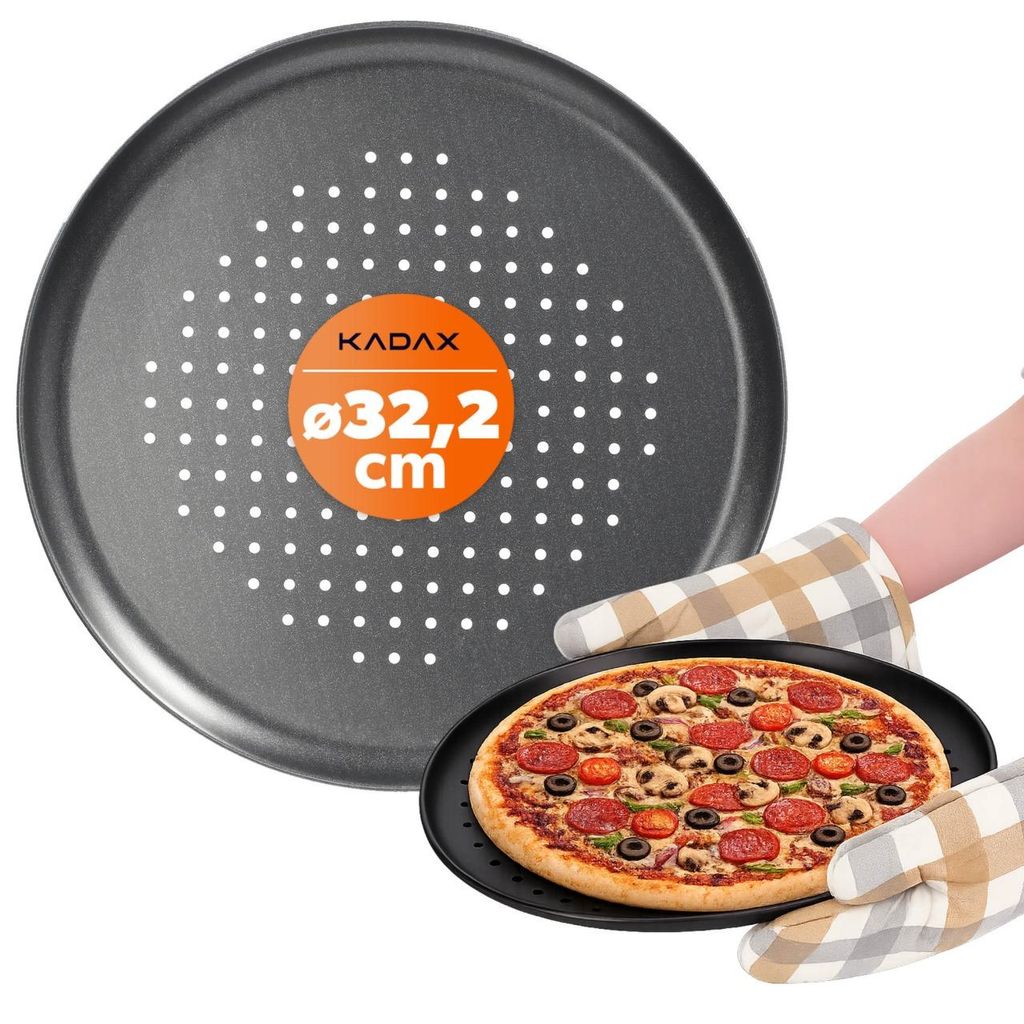 KADAX Pizzaform, Pizza-Pfanne mit Löchern, Backblech aus verzinktem Blech