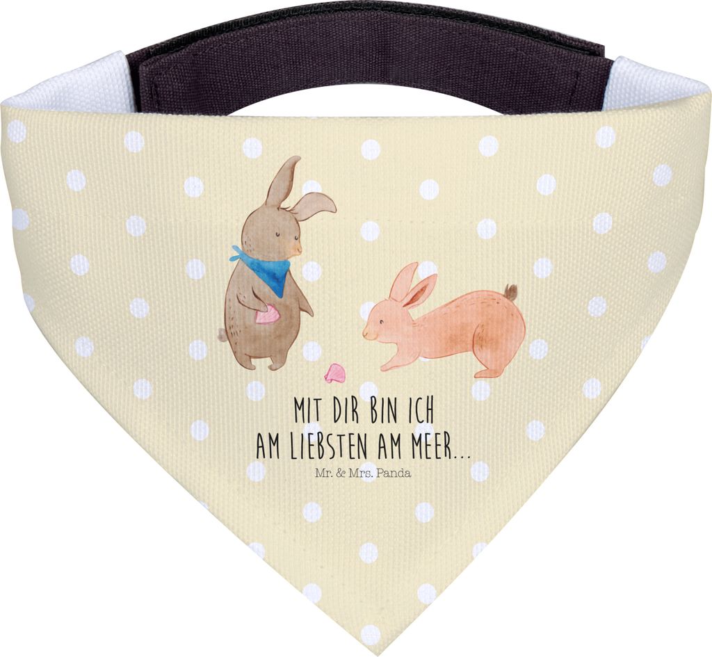 Mr. & Mrs. Panda Bandana Hasen Muschel - Gelb Pastell - Geschenk, Hunde Hals Tuch, Halstuch, BFF, Für, Dreieckstuch, Hund, Best Friends, Strand, B...
