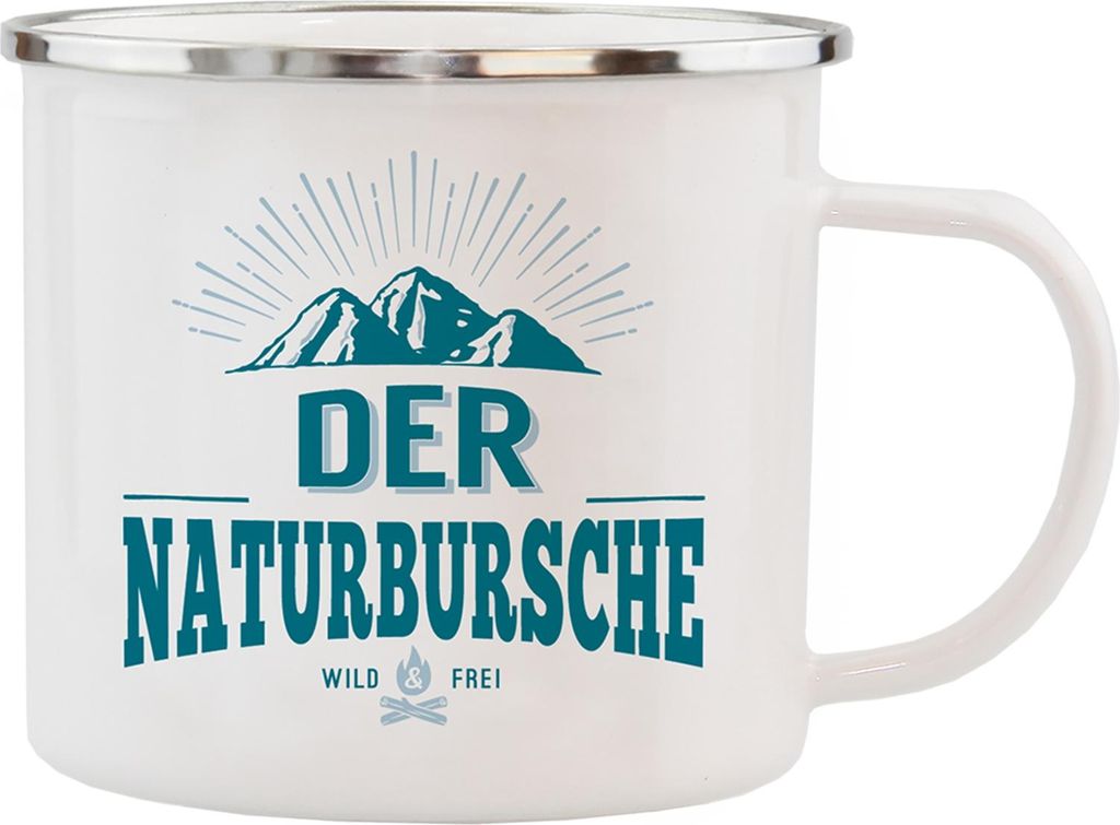 Echter Kerl Emaille Kaffeetasse Kaffeebecher grossartiger Naturbusche