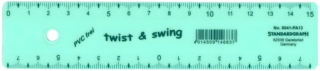 Standardgraph Lineal twist & swing Pastell 15 cm pastell türkis, 25 Stück