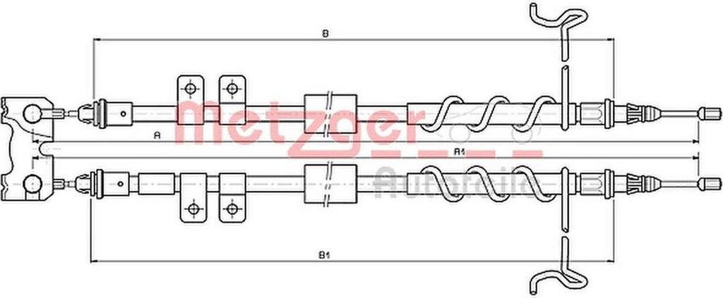METZGER Handbremsseil Seilzug Feststellbremse für FORD TRANSIT CONNECT (P65, P70, P80) Hinten Links Hinten Rechts Rechts 10.5336