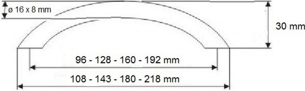 Möbelgriff Segmentbogen Mod. Portland Edelstahl LA 96mm Schrankgriff matt gebürstet