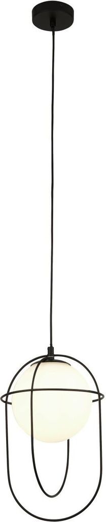 Pendelleuchte Metall Glas B: 23 cm H: max. 133,5 cm Schwarz Weiß E27 Kugelschirm Modern Hängeleuchte