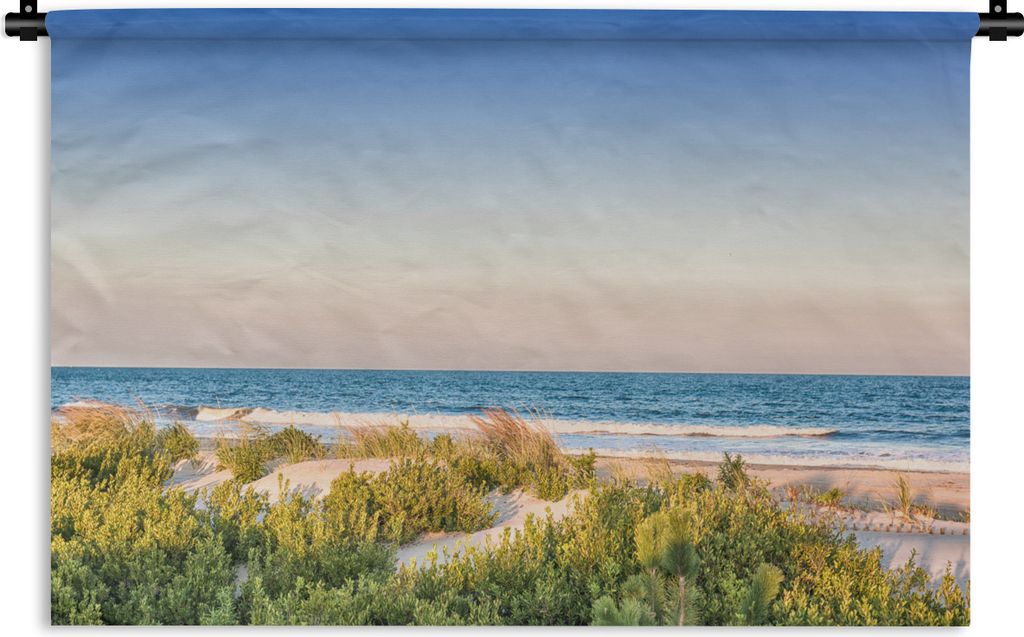 MuchoWow Wandteppich Wandbehang Strand - Pflanzen - Licht 90x60 cm Tapisserie Dekoration Wandtuch - Wandskulpturen - Bildteppich
