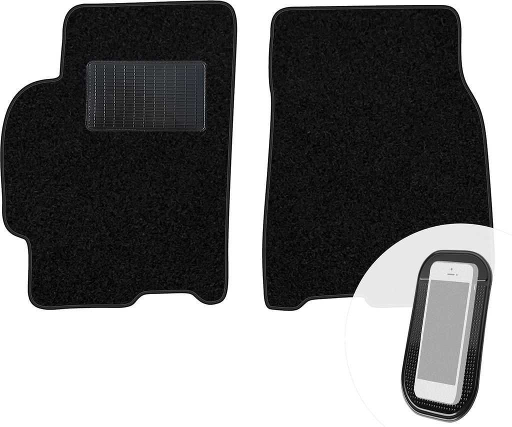 moto-MOLTICO Vorne Fußmatten Auto Velours Autoteppiche Schwarz Automatten Set 2-teilig passend für Mazda 626 1982-1987