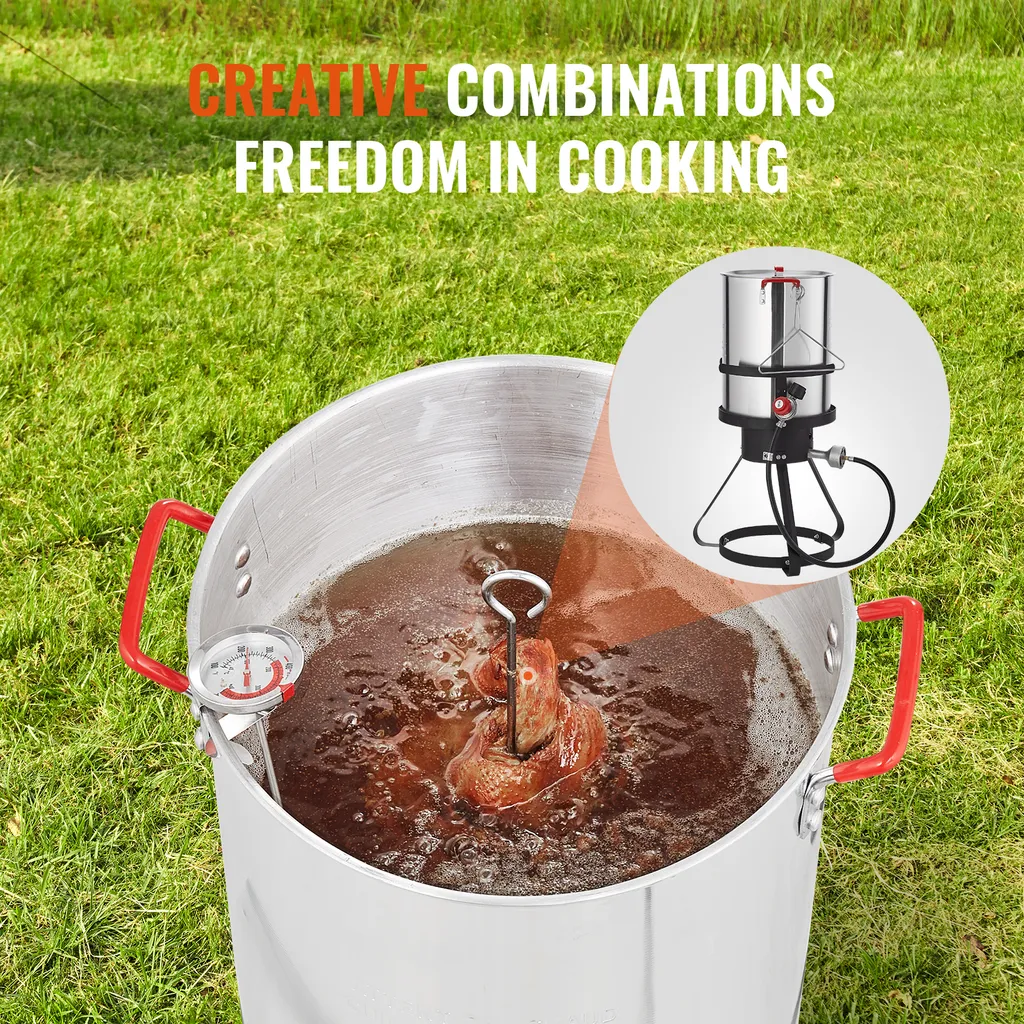 Friggitrice per tacchini VEVOR, set di cottura per friggitrice per tacchini da 30 litri, pentola per friggere all'aperto in alluminio, bollitore a gas propano con bruciatore da 54.000 BTU, cestello incluso, supporto per pollame forato, ecc. - 5