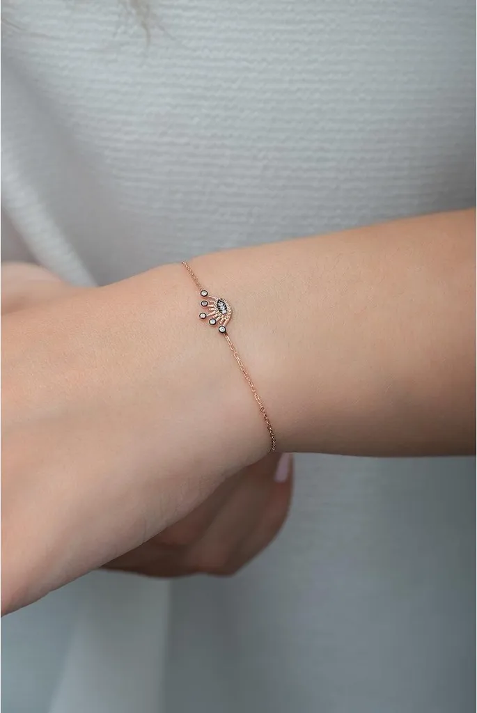 Bracelet de Mariage Couronne Argent 925 et Or Rose, Idée Cadeau Femme