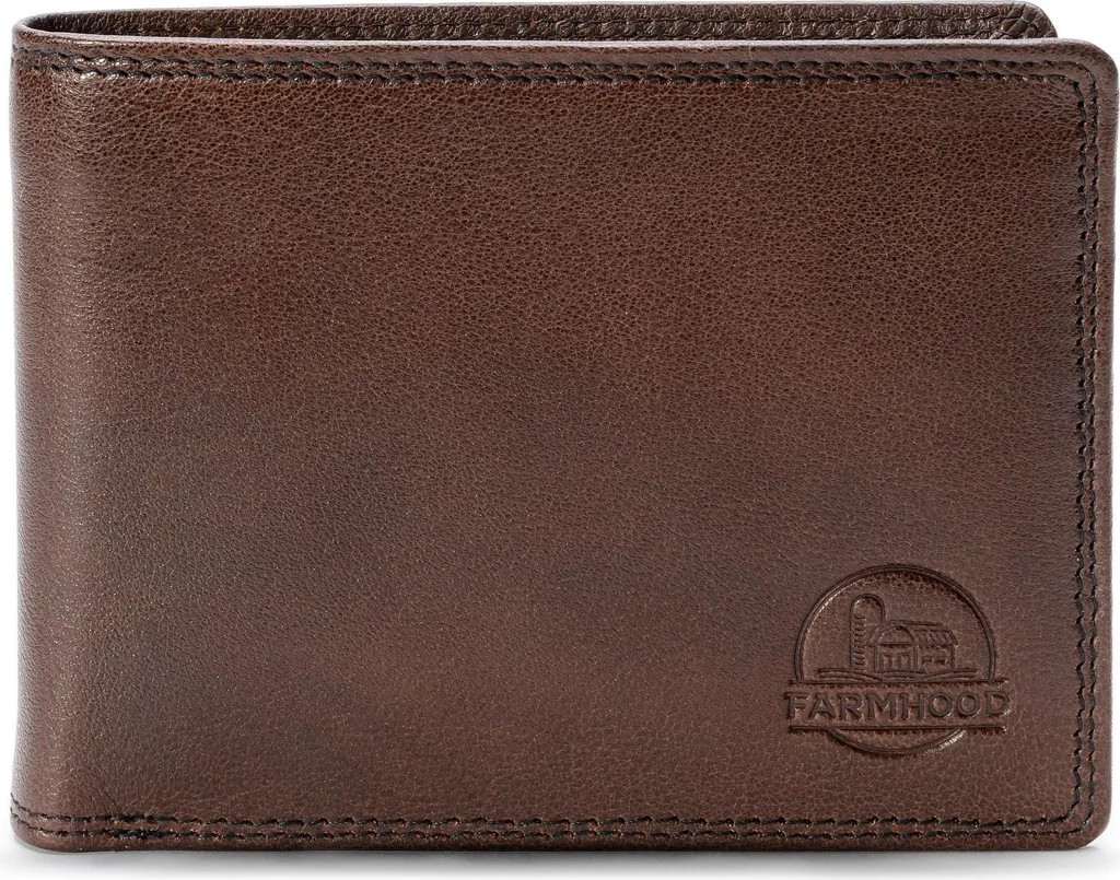 Petit portefeuille Memphis Farmhood marron foncé cuir véritable vintage