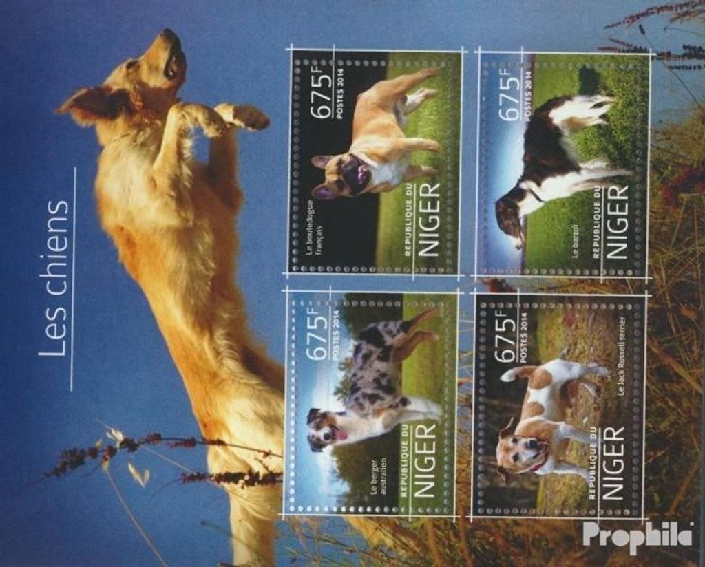 Briefmarken Niger 2014 Mi 3204-3207 Kleinbogen (kompl. Ausg.) postfrisch Hunde