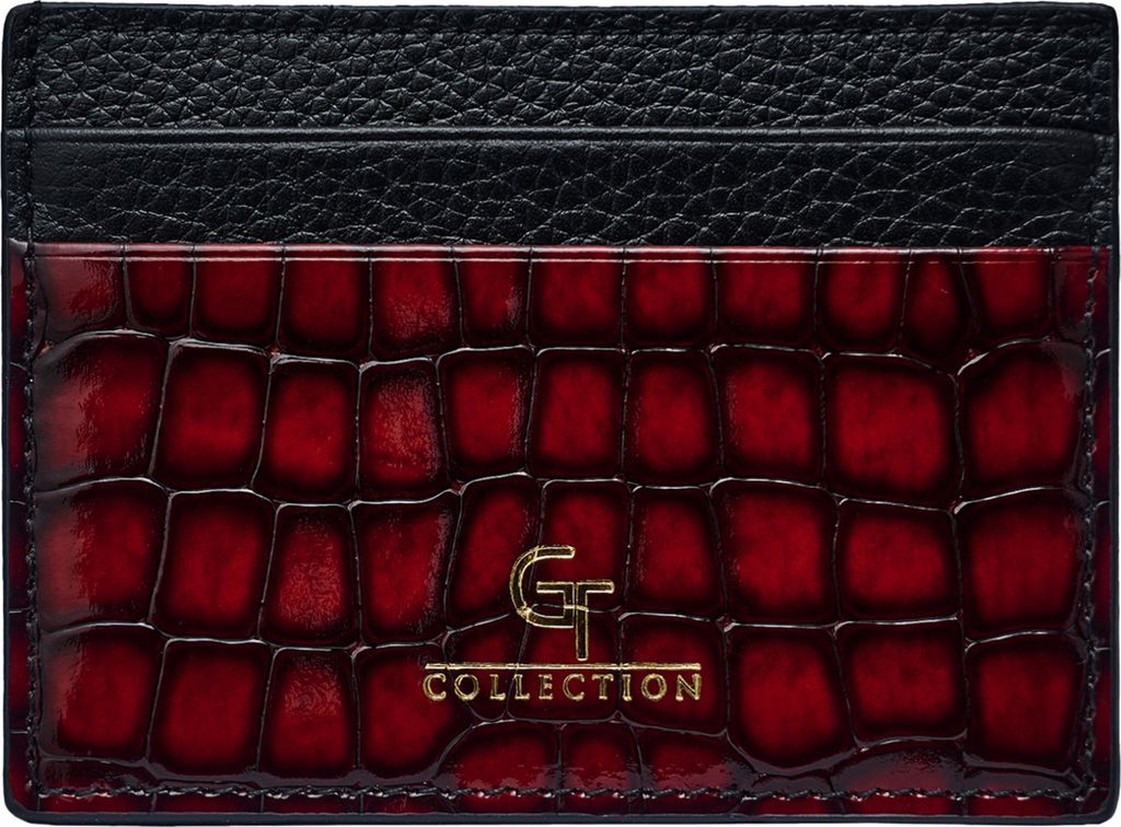 GT Collection | Kartenhalter für Herren aus Hochwertiges Kalbsleder mit Krokoprägung | geliefert in Geschenkbox