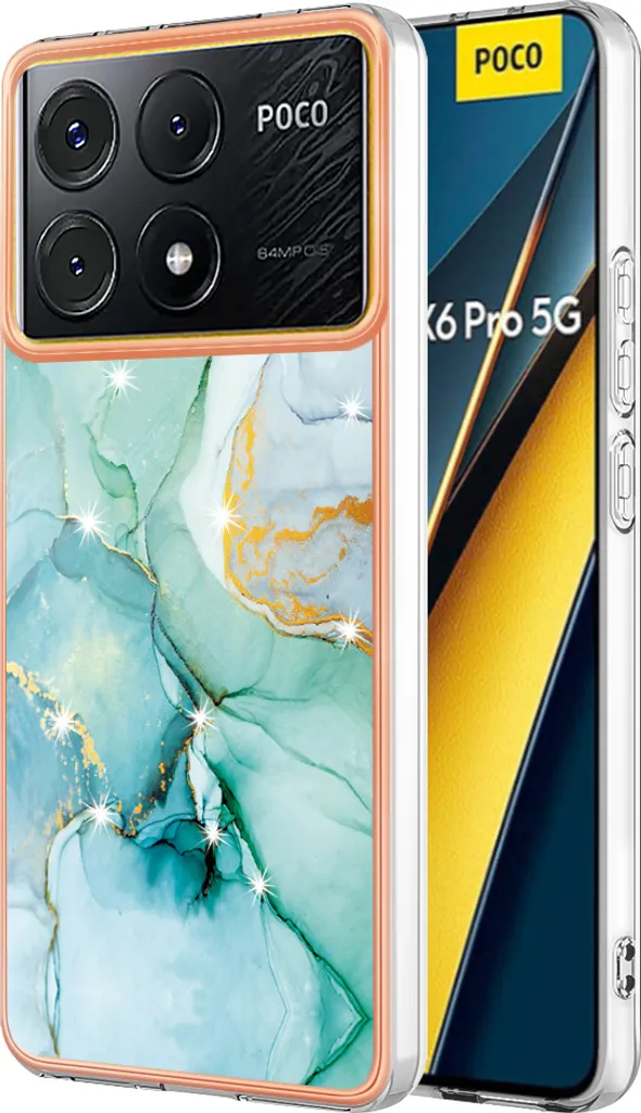 Custodia Marmo Verde Xiaomi Poco X6 Pro - TPU Antiurto Sottile