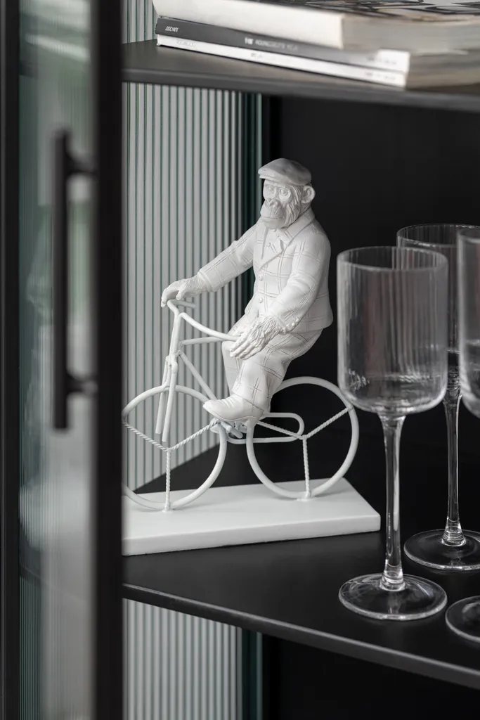Figurine Singe Vélo J-Line : Déco Originale pour Casser la Monotonie - Blanc