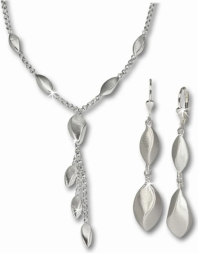 SilberDream Ensemble Bijoux Femme Goutte Argent Mat SDS414 Collier Boucles