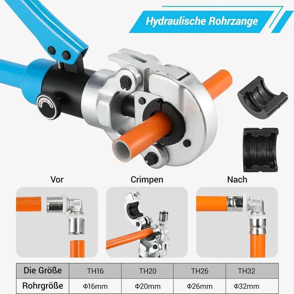 Presse à sertir les tubes multicouche et PEX avec inserts TH 16 à 32 mm - 5