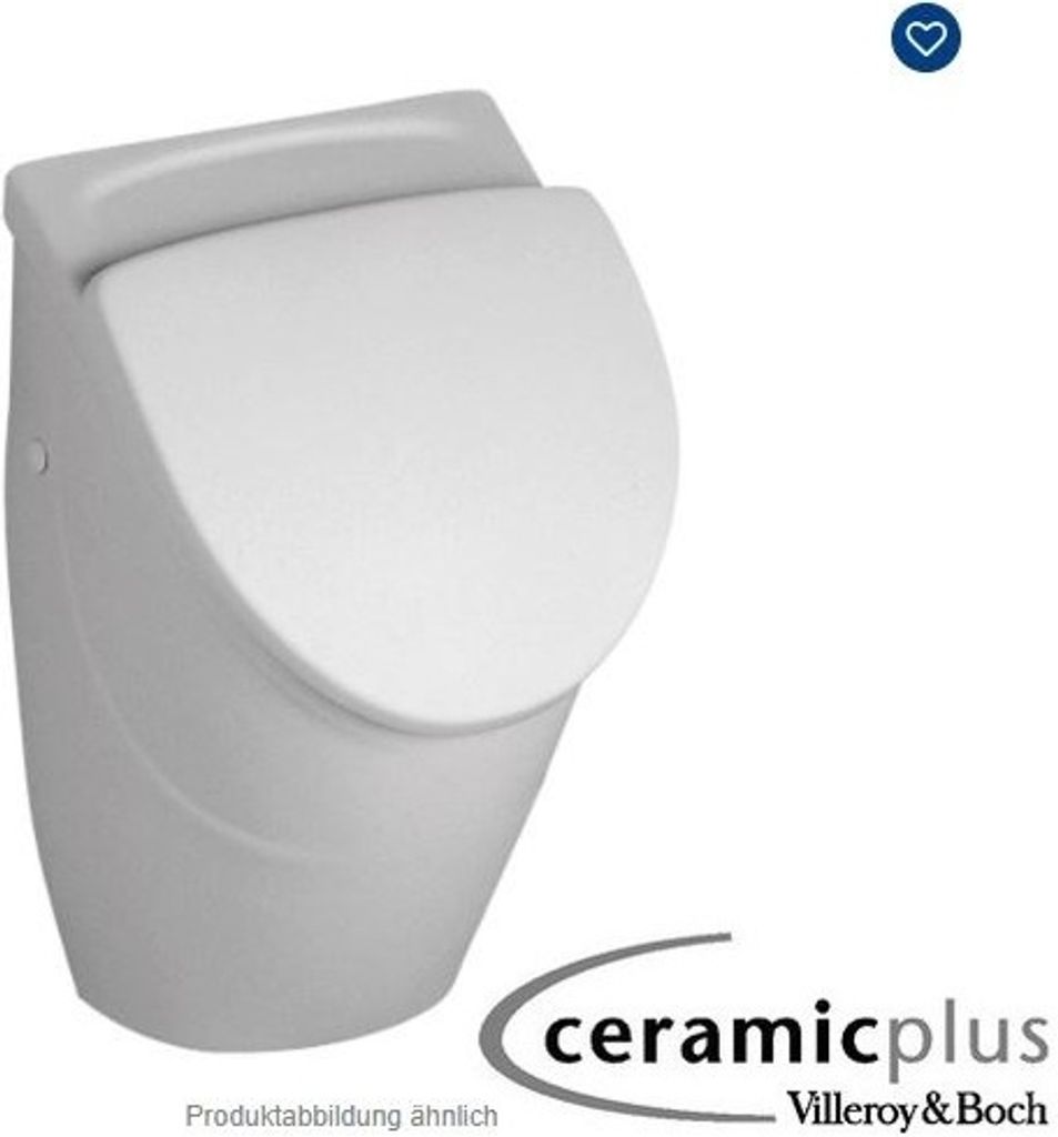 VILLEROY & BOCH O.NOVO Keramik Absaug Urinal mit Deckel und Ceramic Plus Beschichtung,weiß