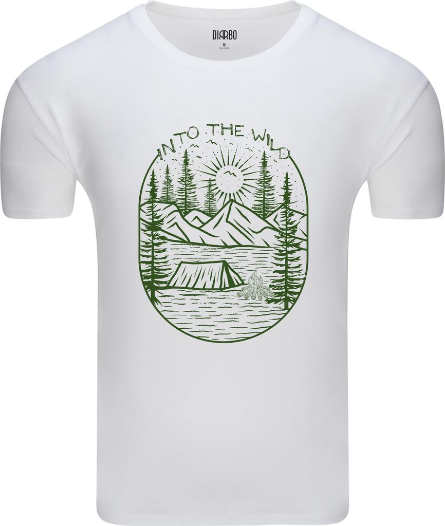 Diarbo Herren T-Shirt mit Naturliebhaber Druck In die Wildnis Weiß Gr.XS